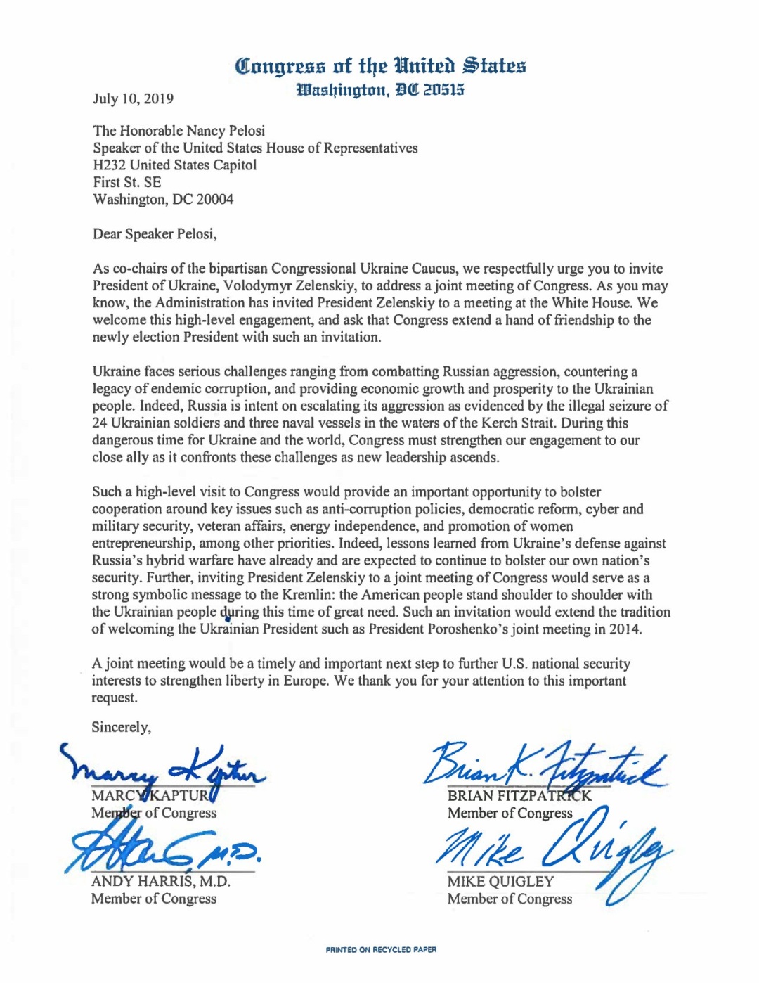 В США предложили пригласить Зеленского выступить в Конгрессе