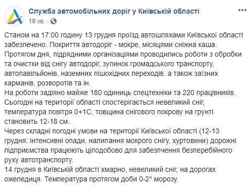 В "Укравтодоре" рассказали о состоянии проезда по дорогам Киевской области