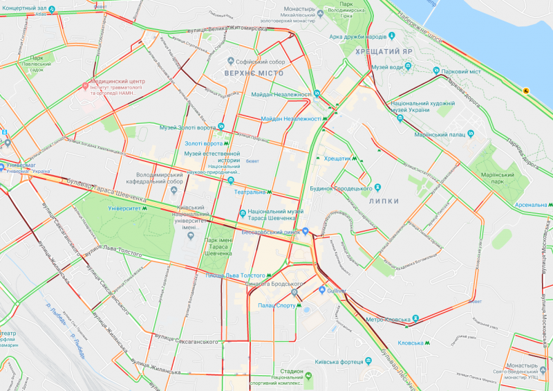 В Киеве из-за аварий образовались пробки