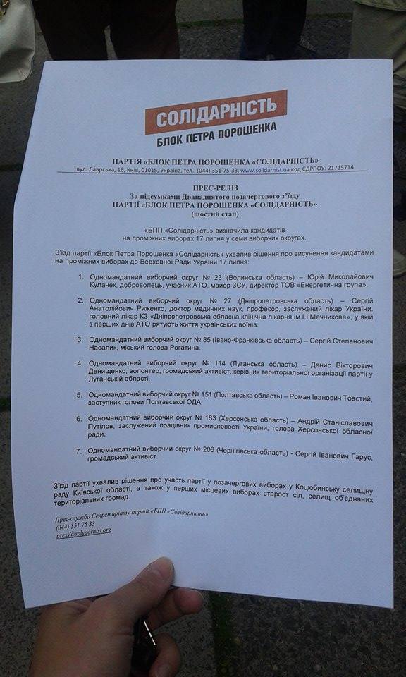 БПП определились с кандидатами на довыборы в Раду