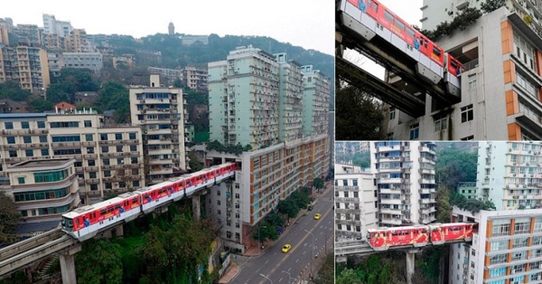 В Китае поезд проезжает прямо через жилой дом