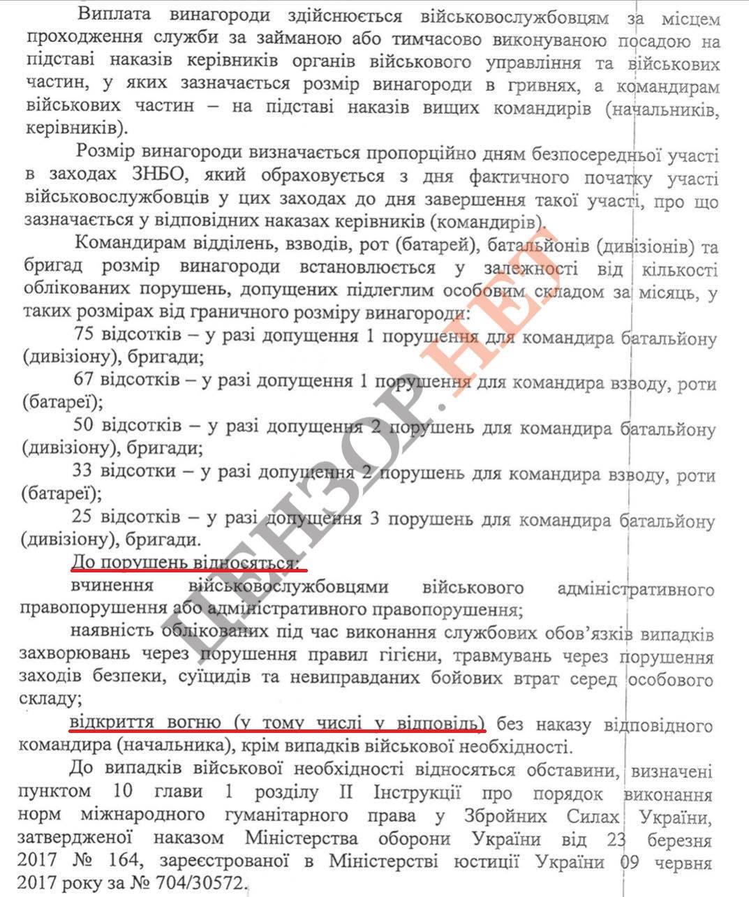 Військових ЗСУ штрафуватимуть за вогонь у відповідь: фото скандального документа