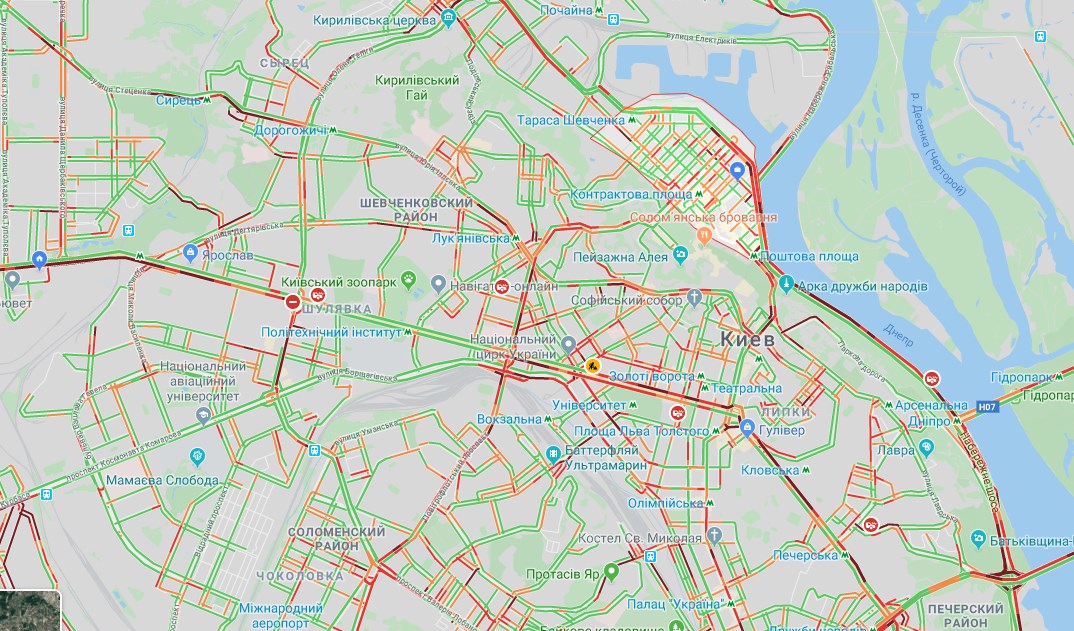 Київ скували пробки: карта
