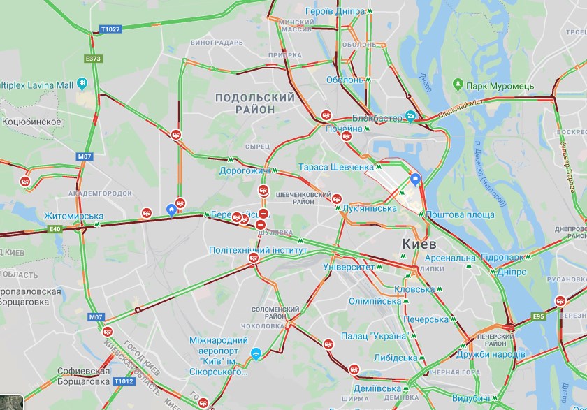 У Києві утворилися численні затори