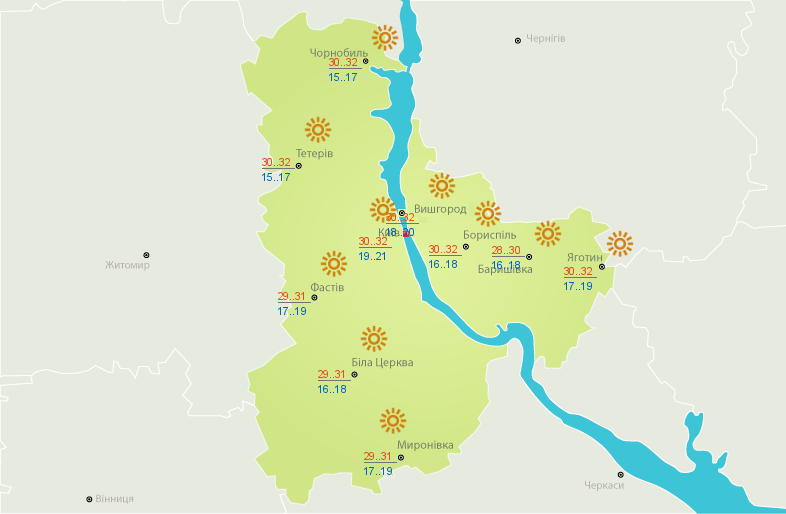 Украину местами накроют дожди