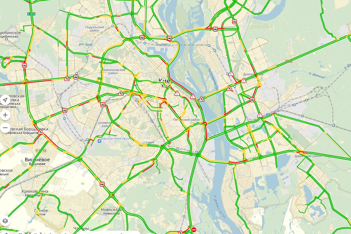 Пробки в Киеве достигли 6 баллов