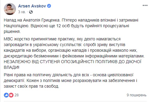 Поліція затримала підозрюваних у нападі на Гриценка