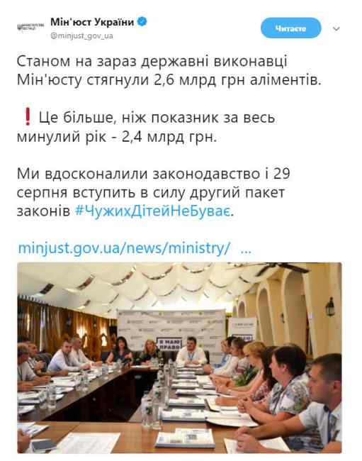 З неплатників аліментів вже стягнули 2,6 млрд гривень боргів, - Мін'юст