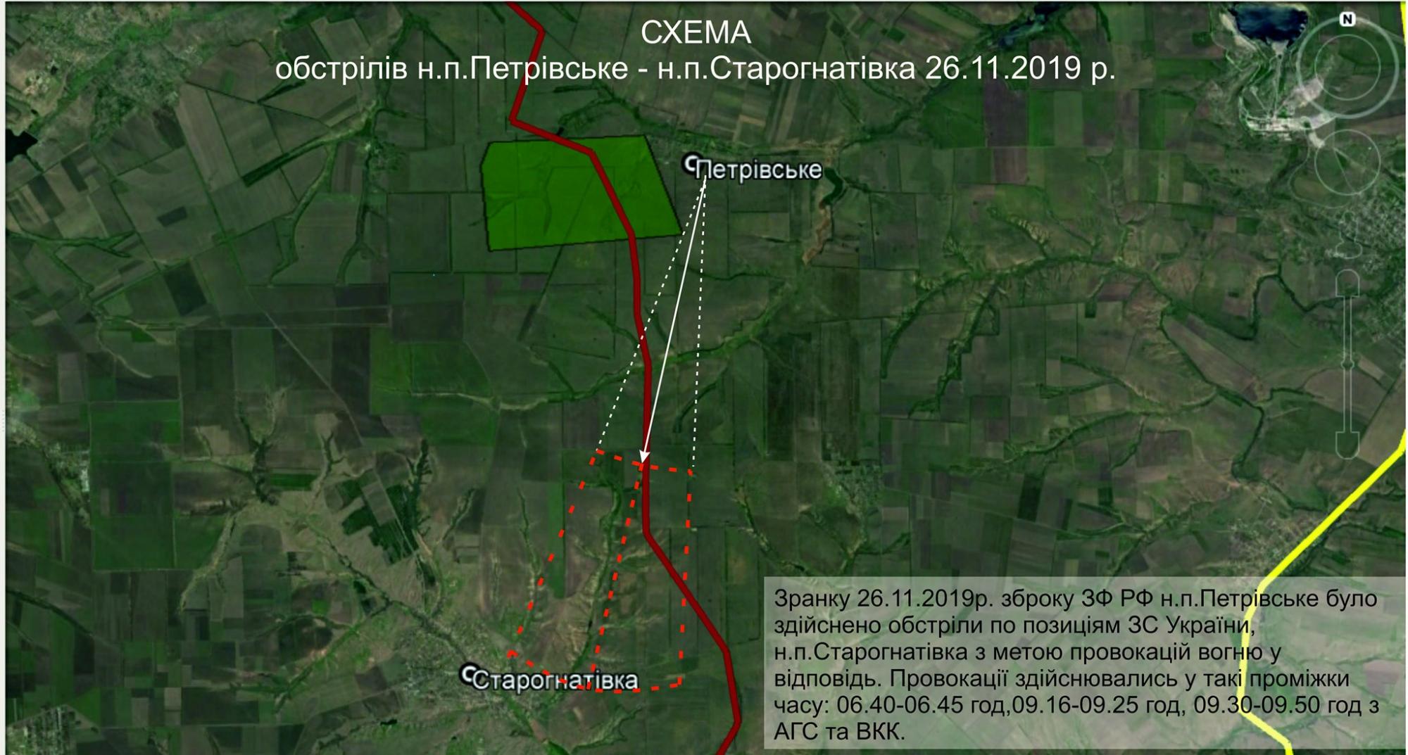 У штабі показали схему обстрілів бойовиками позицій ООС