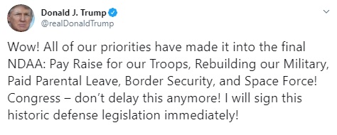 Трамп готов немедленно подписать оборонный бюджет США с помощью Украине