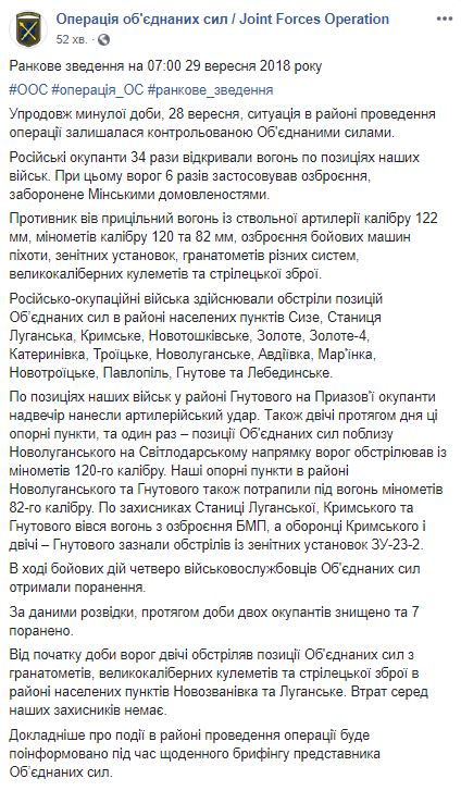 На Донбасі четверо українських військових дістали поранення внаслідок обстрілів