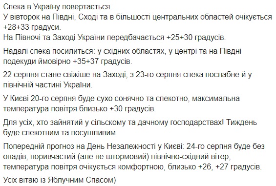Какой будет погода на День Независимости: синоптик удивила прогнозом