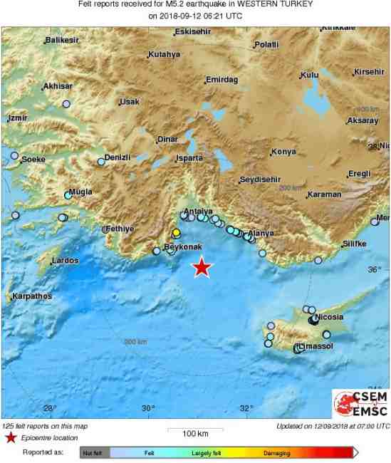 В Анталье произошло землетрясение