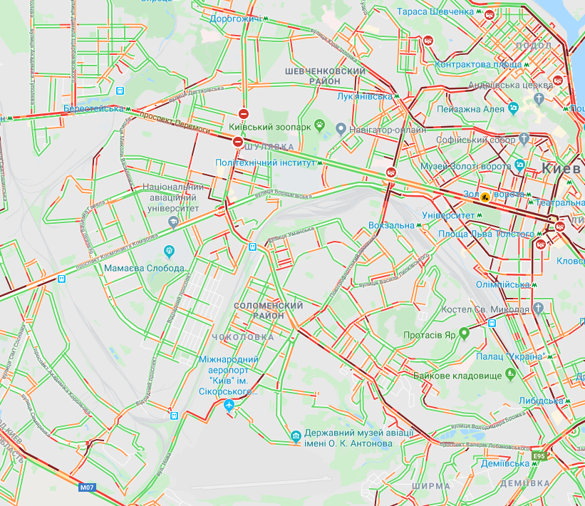 Карта пробки на дорогах