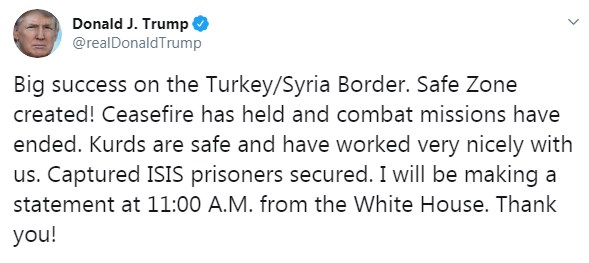 Трамп сообщил о создании "безопасной зоны" в Сирии