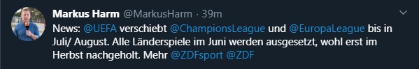 УЄФА може відновити єврокубки в липні або серпні, - ZDF