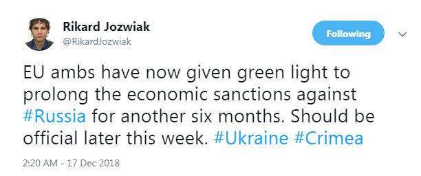 Послы ЕС одобрили продление санкций против России