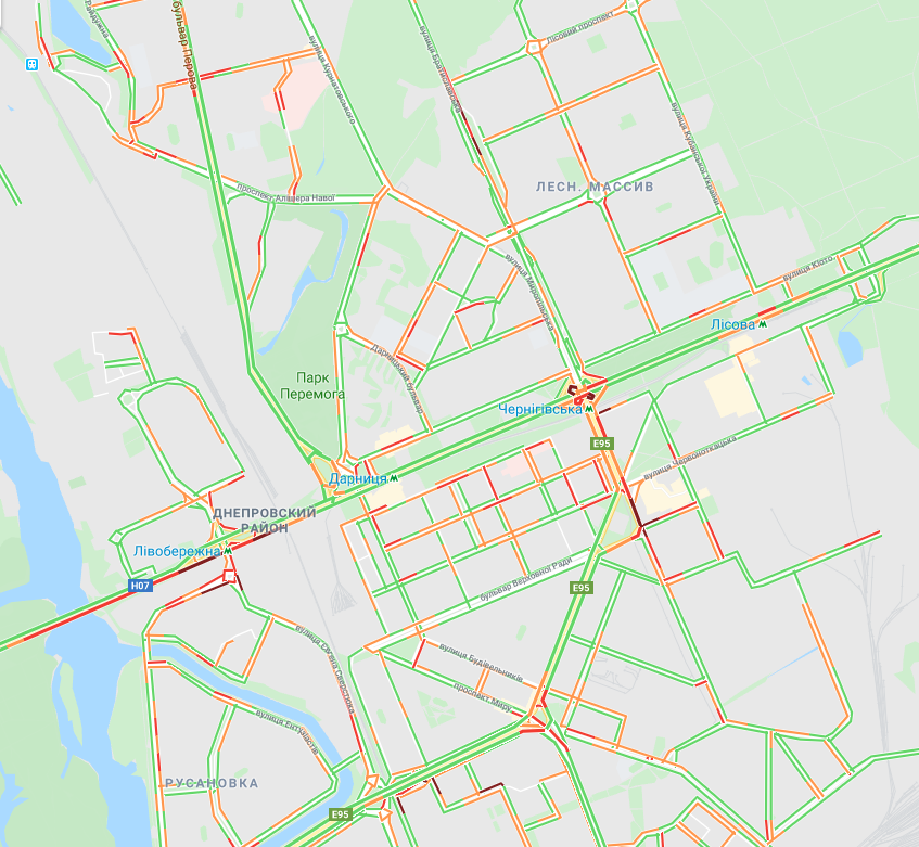 Київ скували затори: карта