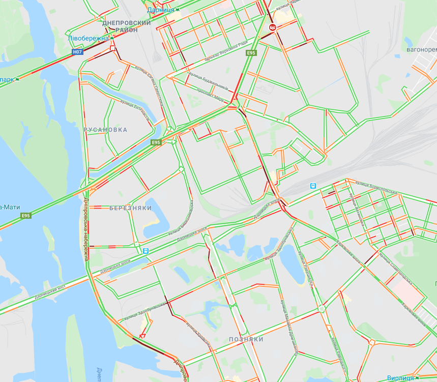 Київ скували затори: карта