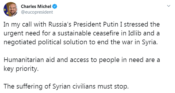 Глава Ради Європи закликав Путіна припинити вогонь у Ідлібі