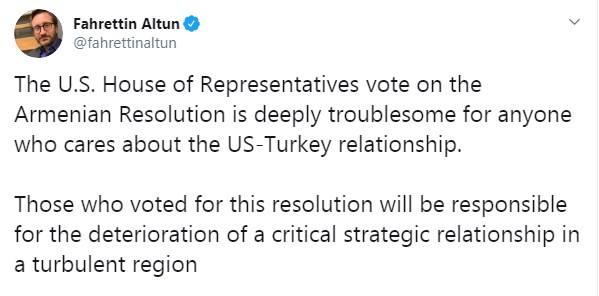 Туреччина викликала посла США з-за визнання геноциду вірмен