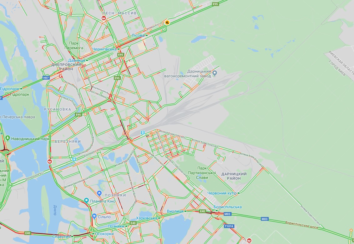 Київ скували пробки: карта