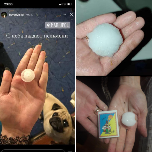 Град с пельмени, вырванные деревья и "световое шоу": видео и фото жуткой непогоды в Мариуполе