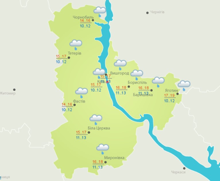 На большей части Украины сегодня сохранится дождливая погода
