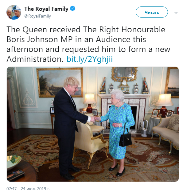 Джонсон официально сменил Мэй на посту премьера Британии