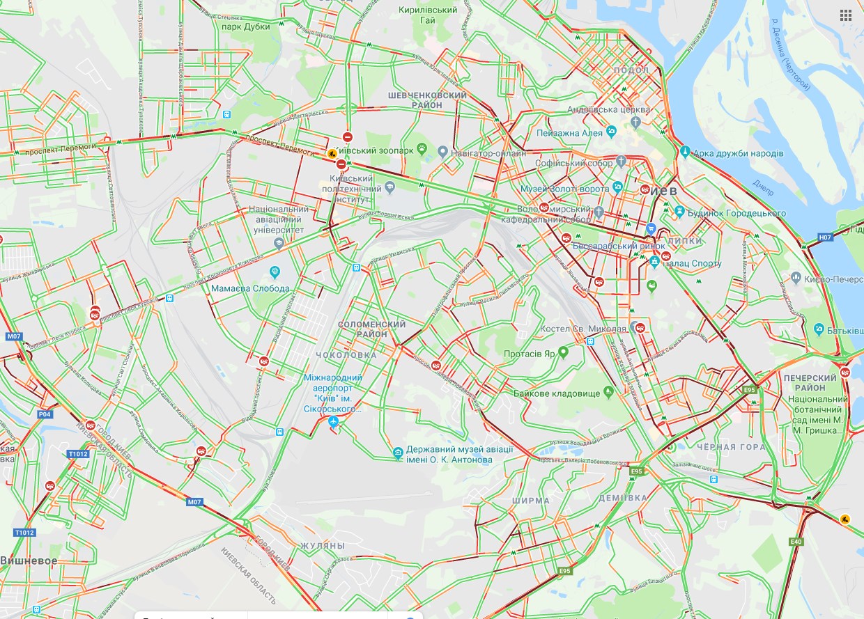Киев сковали пробки: карта