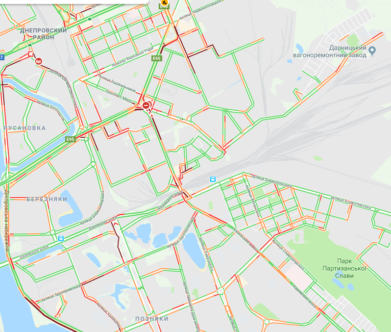Рух у Києві паралізовано: карта затор