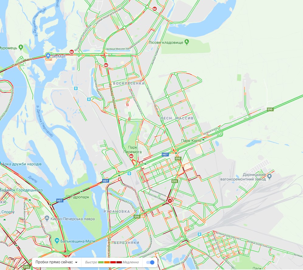 Киев сковали пробки: карта