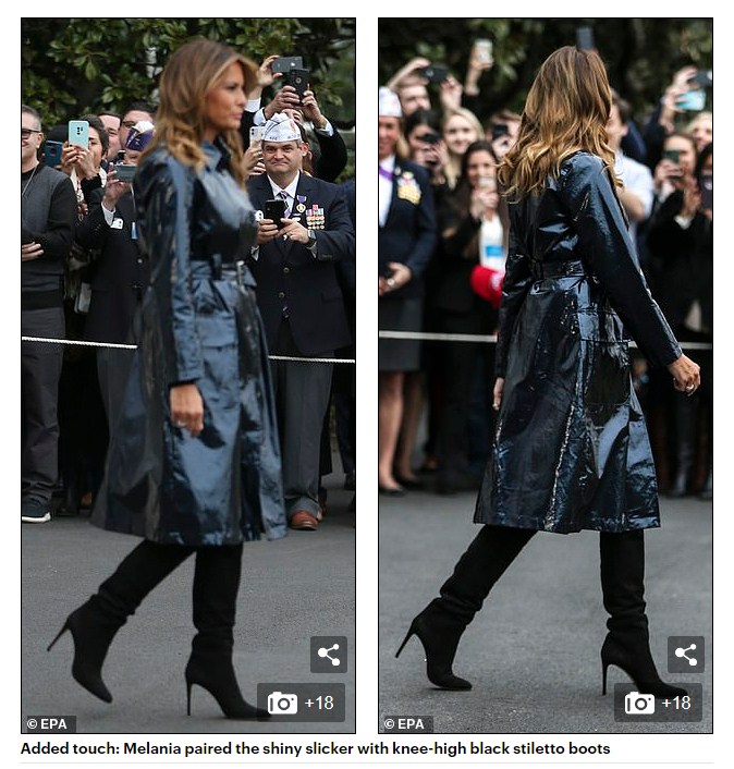 Меланія Трамп в лаковому плащі і замшевих чоботях перевтілилася в героїню культової "Матриці"