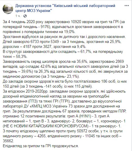 У Києві зафіксовано перший в епідсезоні випадок захворювання на коронавірус