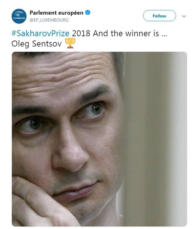 Сенцов став лауреатом премії Сахарова