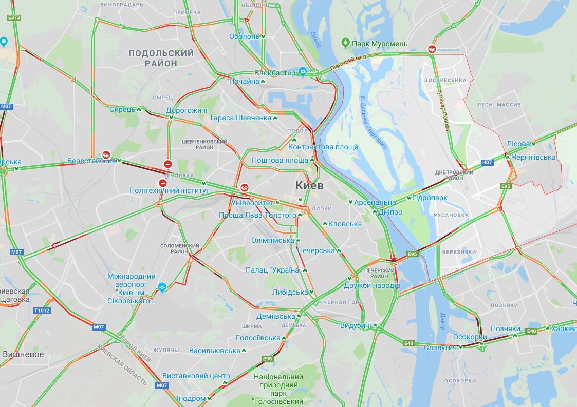 У Києві утворились численні пробки