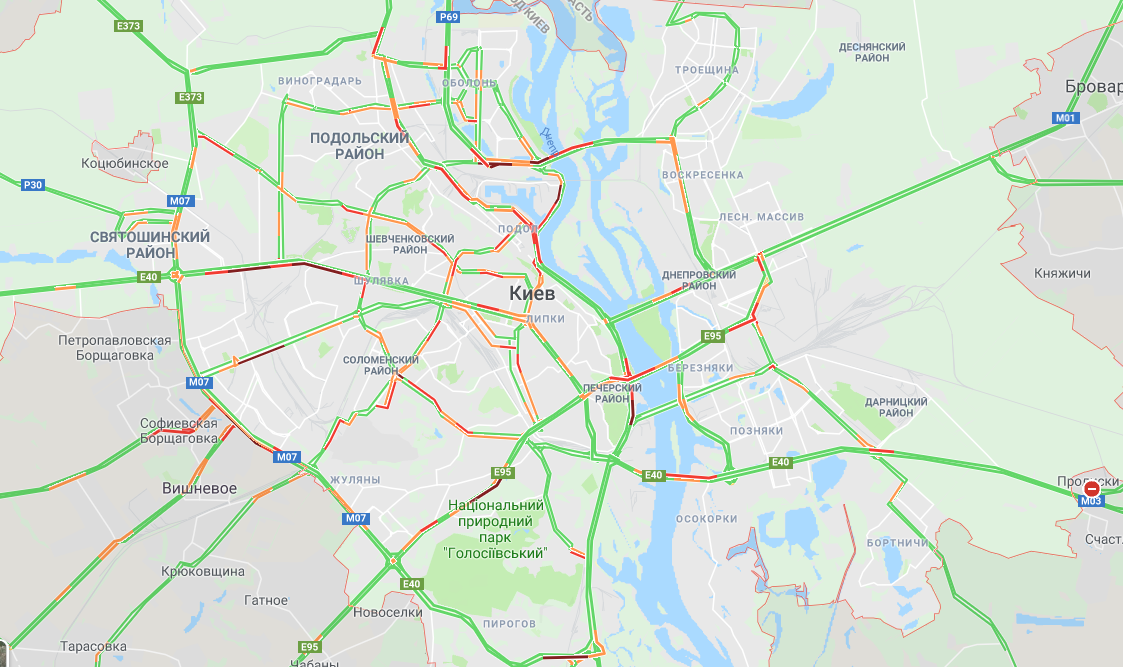 В Киеве образовались многочисленные пробки