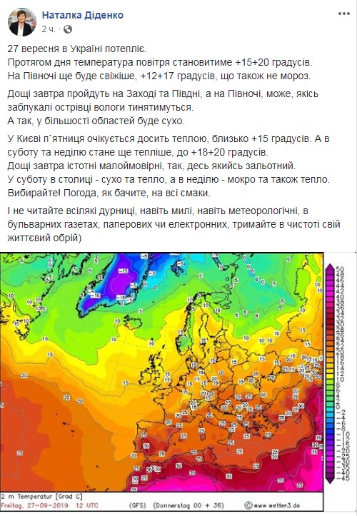 В Киеве на выходных ожидается потепление