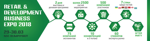 Выставка "RETAIL&DEVELOPMENT BUSINESS EXPO – 2018" пройдет 29-30 марта в Киеве