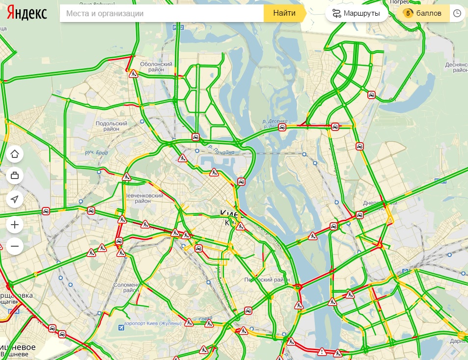 Ситуация на дорогах Киева