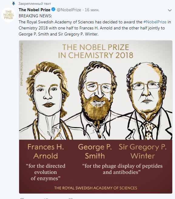 Нобелівську премію з хімії присудили за дослідження ферментів і антитіл