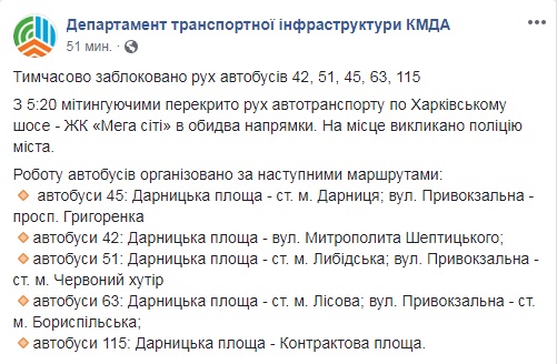 У Києві протестувальники знову заблокували Харківське шосе