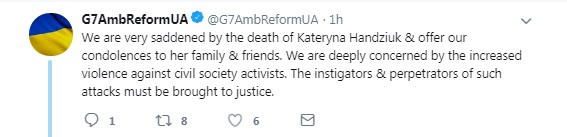 G7 призывает Украину найти заказчиков нападения на Гандзюк