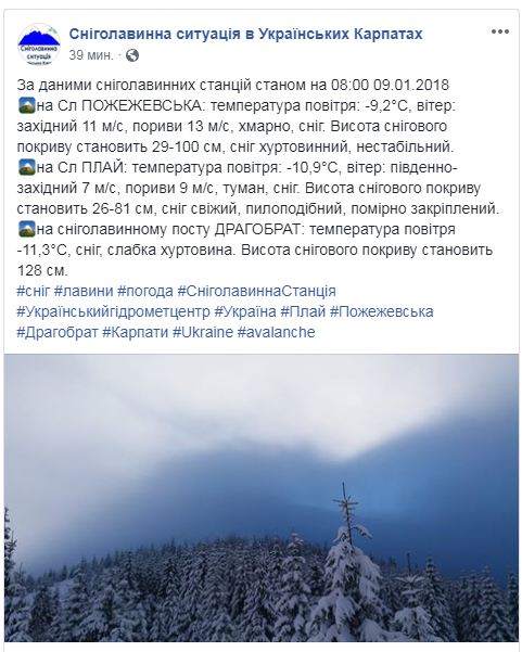 Высота снежного покрова в Карпатах продолжает расти