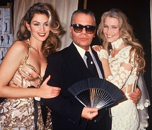 Сінді Кроуфорд, Карл Лагерфельд і Клаудія Шиффер