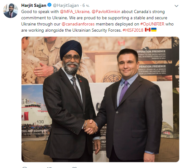 Климкин встретился с министром обороны Канады