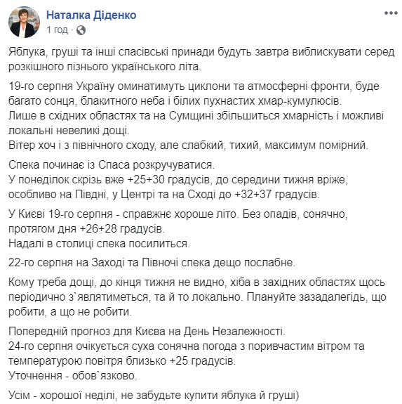 Синоптик спрогнозировала жару до +37