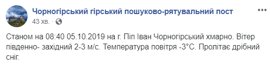 В Карпатах снова пошел снег