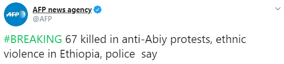 В Эфиопии во время столкновений на протестах погибли почти 70 человек