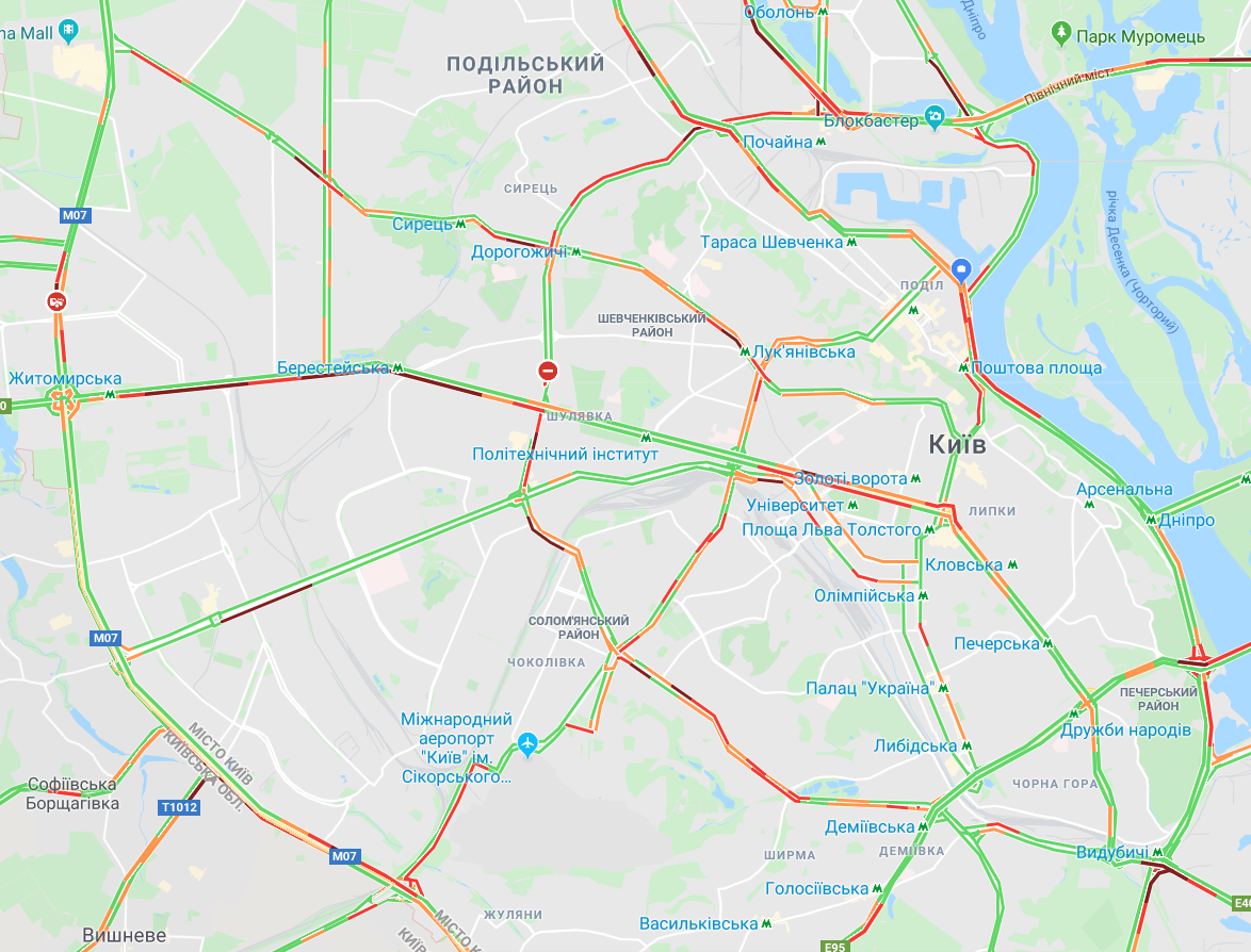 Киев сковали пробки: карта